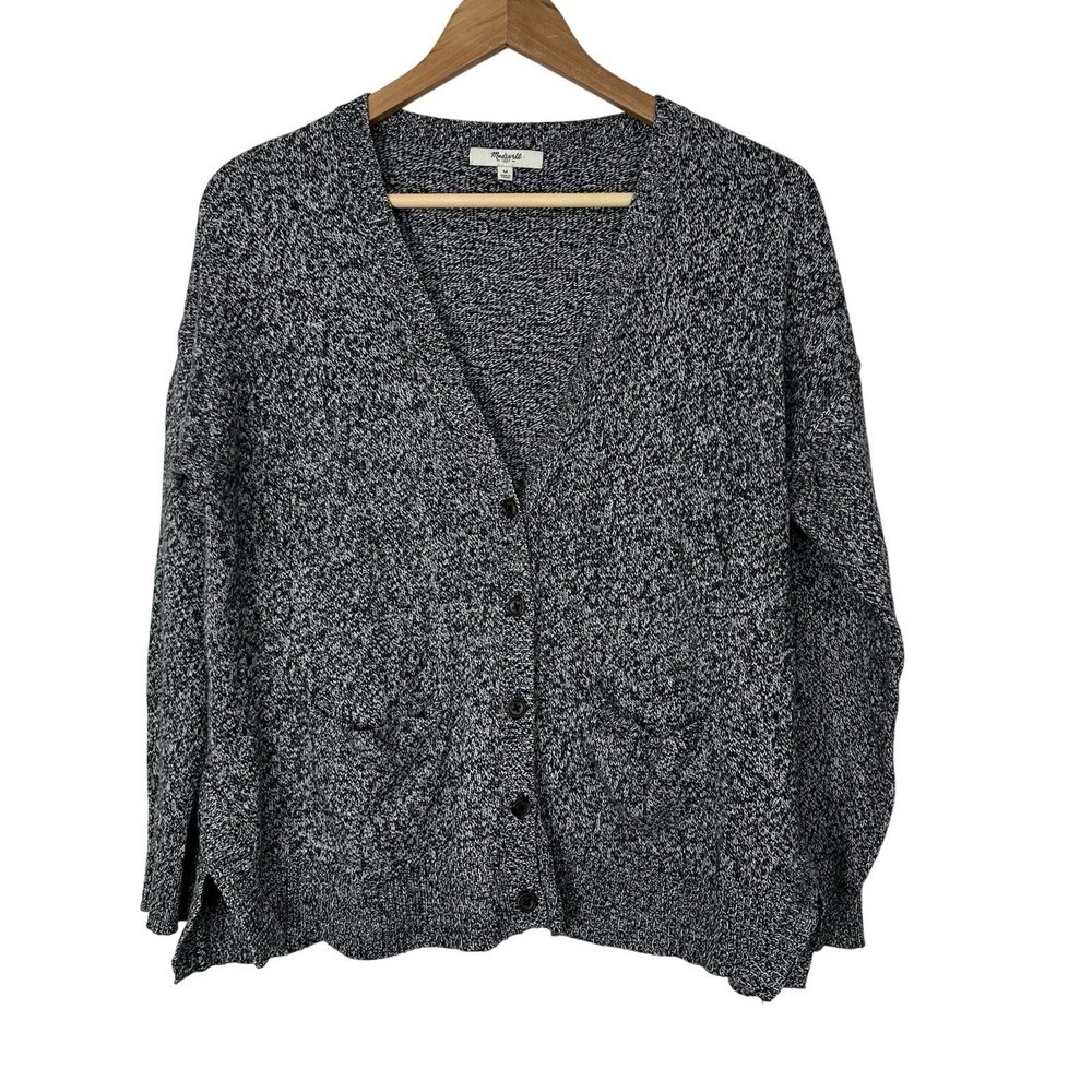 Madewell Fieldwalk Cardigan Heather Marl Gray Button Front Knit Womens Medium - Picture 1 of 6